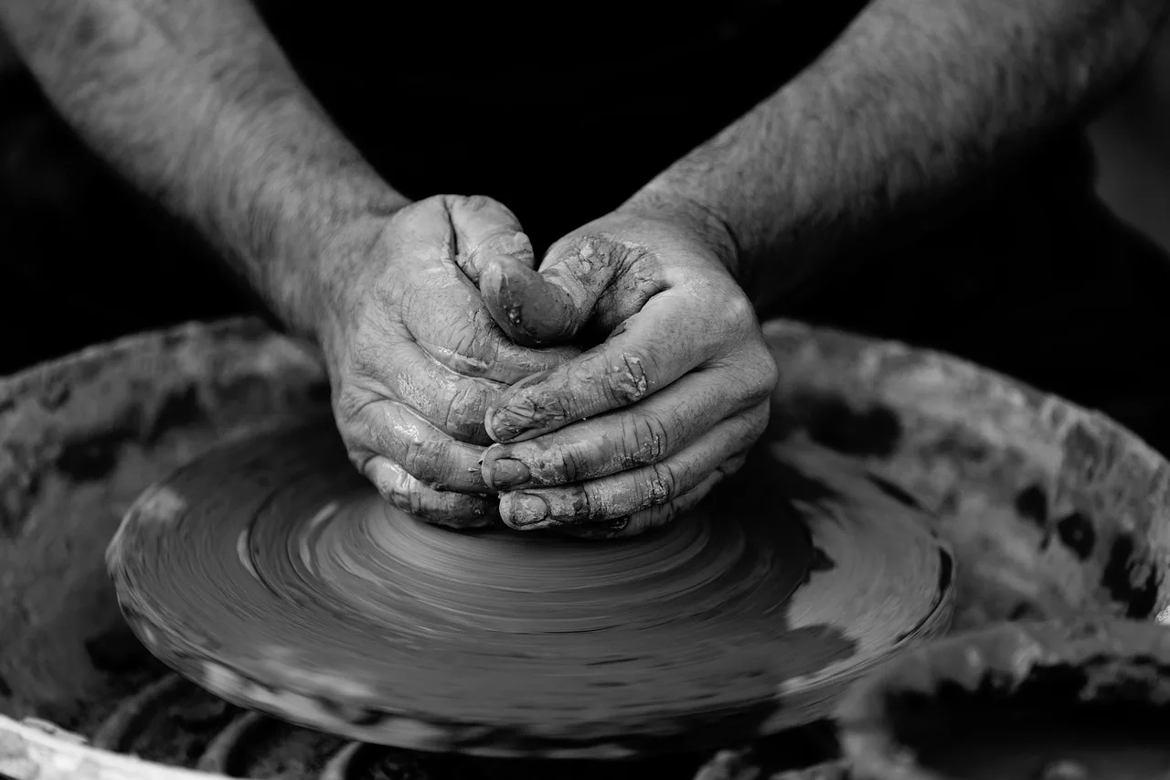 art, pottery, clay, craft, hands, man, person, artist, handicrafts, monochrome, black and white, pottery, pottery, pottery, pottery, pottery, clay, clay, craft, artist. Which work surfaces earn their cost in a home pottery studio?