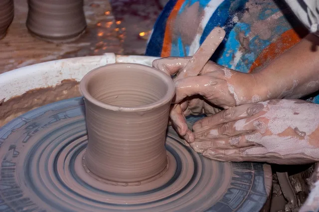 clay, potter, wheel, artist, hand, handmade, work, ceramic, creativity, finger, craft, skill, turn, touching, handicraft, creation, pot, clay, potter, ceramic, handicraft, handicraft, handicraft, handicraft, handicraft, creation, creation. What one shared ceramics studio offers home pottery makers