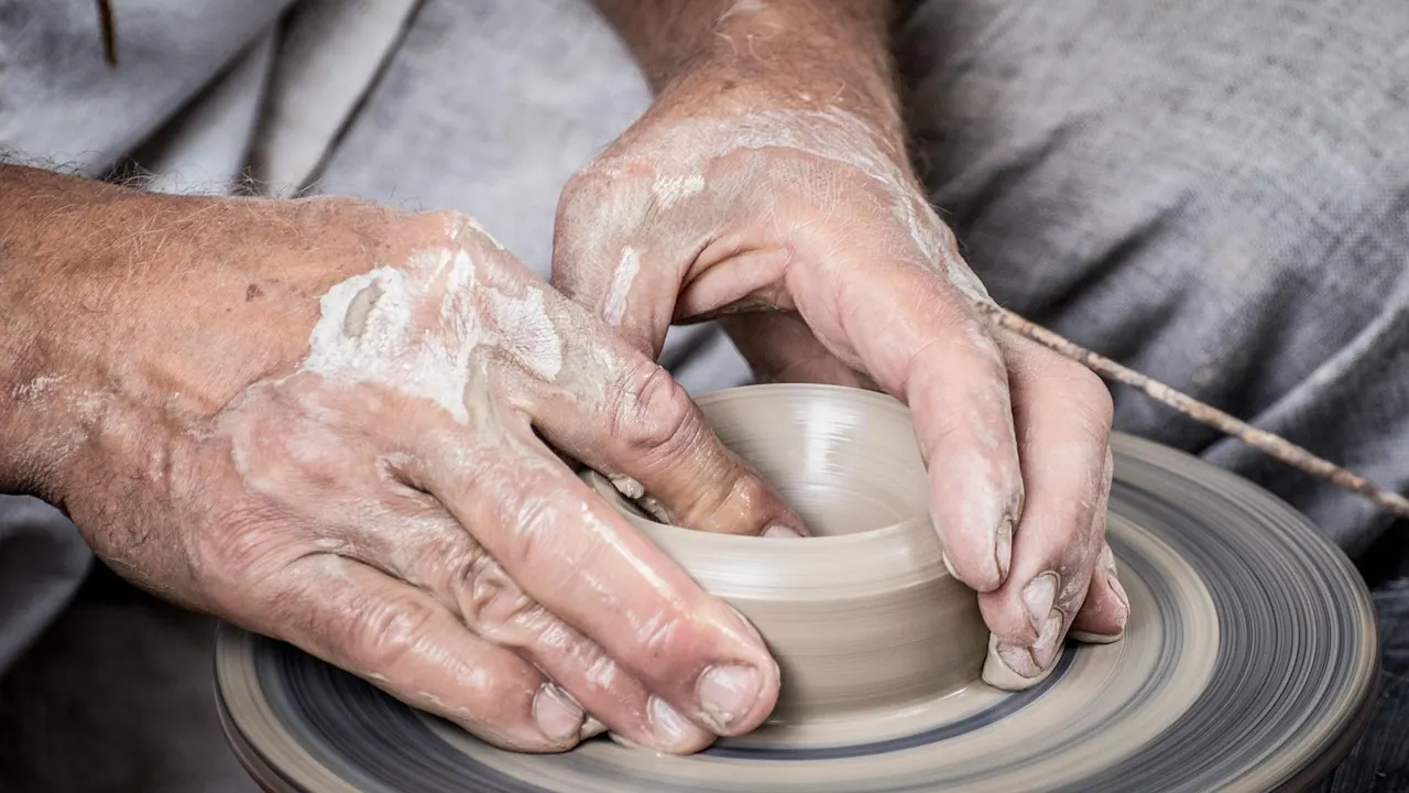 clay, pottery, hands, potter, potter's wheel, dirty, artist, craft, work, art, handicraft, workshop, closeup, clay, pottery, pottery, potter, artist, work, work, work, work, work, 