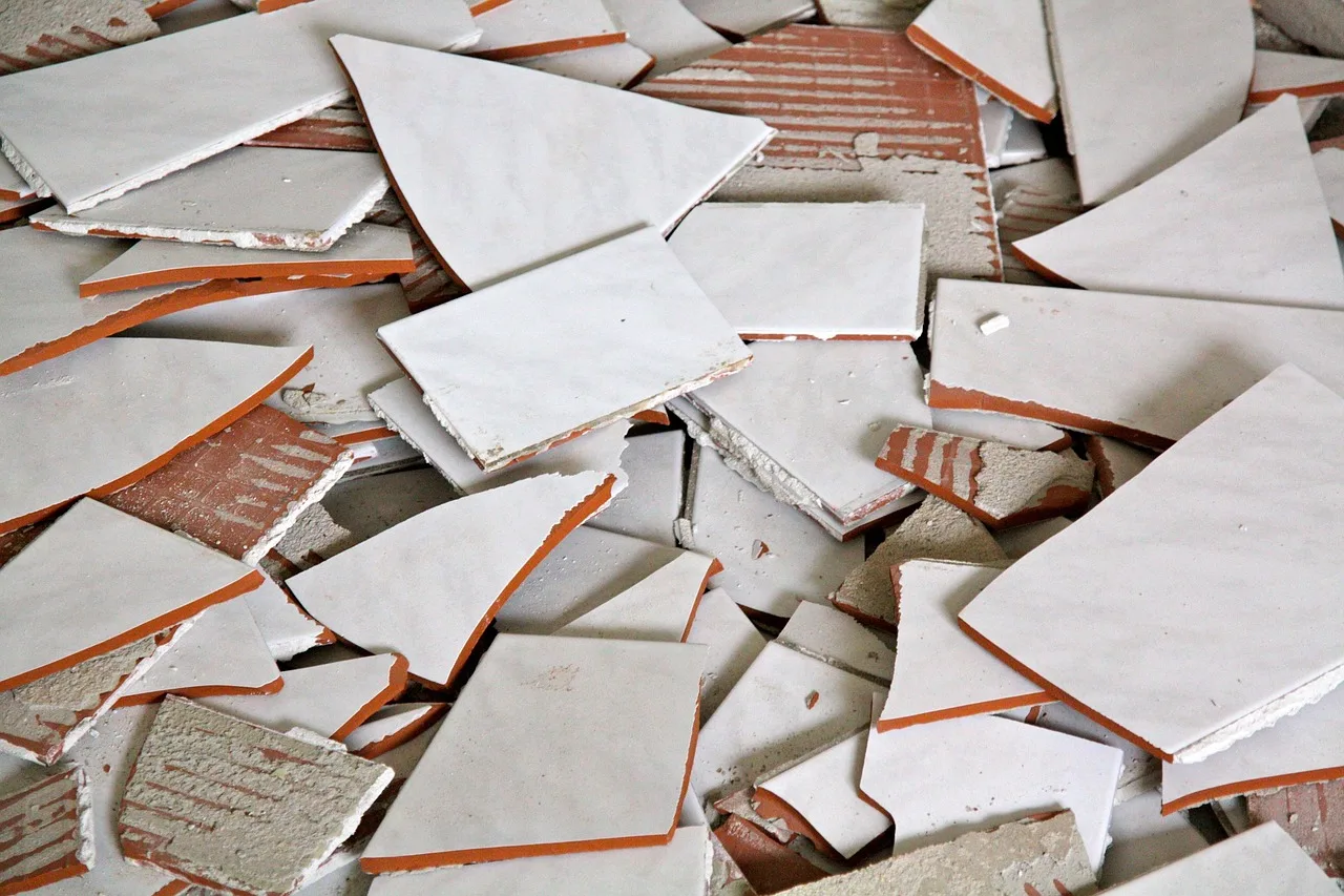 tiles, broken, broken tiles, construction, material, ceramic, repair, work, tiling, dirty, cracked, damaged, smashed, white, broken tiles, broken tiles, broken tiles, broken tiles, broken tiles, tiling. Pottery studio failures: underfiring, crazing, and how handling breaks pots